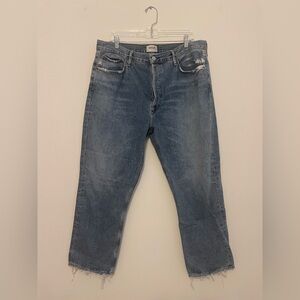 Agolde Riley High Rise Straight Jeans in Light Blue